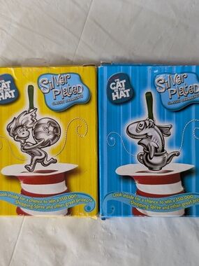 Dr. Seuss The Cat in the Hat Silver Plated Ornament - Lot Of 2
